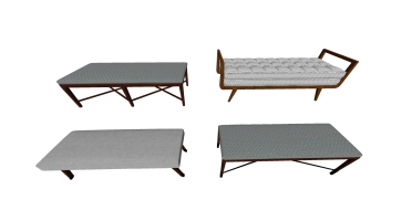 6现代新中式实木床尾凳长椅组合