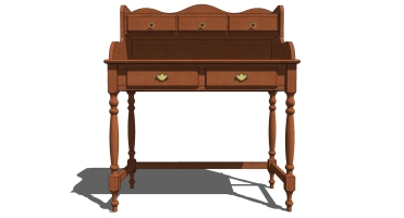欧式法式美式实木桌子写字桌SketchUp下 (4)