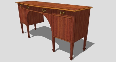 欧式法式美式实木桌子写字桌SketchUp下 (6)