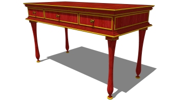 欧式法式美式实木桌子写字桌SketchUp下 (10)