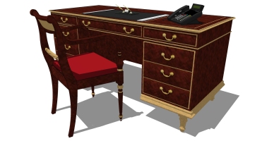 欧式法式美式实木桌子写字桌 SketchUp下(11)