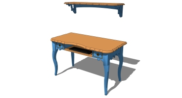 欧式法式美式实木桌子写字桌SketchUp下 (13)