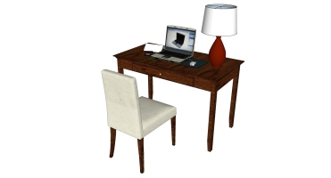 现代实木简约桌子椅子台灯电脑桌SketchUp下