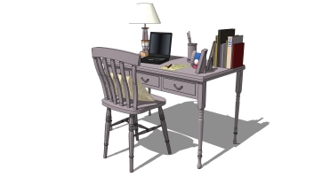 法式美式欧式实木桌子书桌椅子摆件SketchUp下