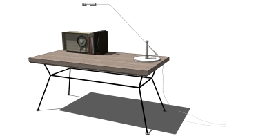 现代实木桌子写字桌写字台 SketchUp下