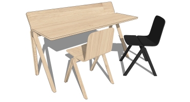 现代实木桌子写字桌写字台SketchUp下 (2)