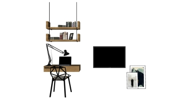 现代简约实木桌子椅子书桌电脑桌摆件SketchUp下