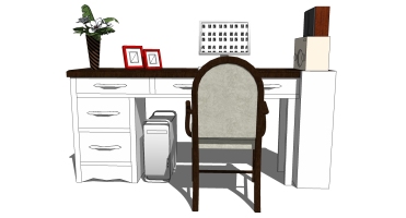 欧式法式美式实木桌子书桌椅子电脑桌SketchUp下