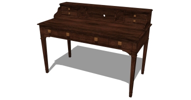 美式法式实木桌子写字桌SketchUp下