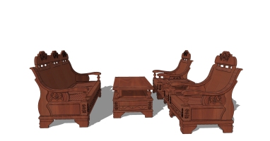 gf 中式古典实木家具沙发茶几