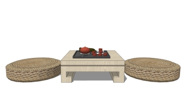 jk 中式日式茶桌椅炕桌蒲团