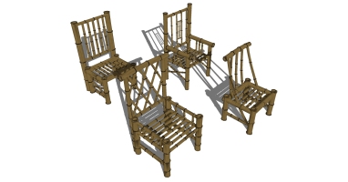 14现代民宿竹凳椅子
