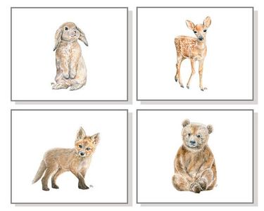 儿童房女孩房卡通动物挂画装饰画 (8)