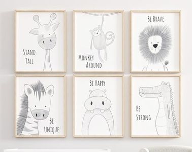 儿童房女孩房卡通动物挂画装饰画 (13)