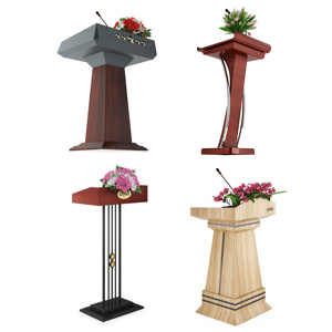 简欧式现代演讲台主席台新闻发布台话筒