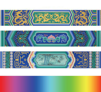 中式古典彩绘木梁图案 (19)