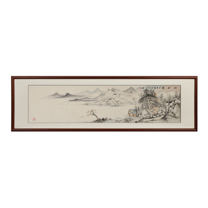纯手绘山水画国画新中式装饰画客厅办公室禅意水墨画风水靠山挂画床头挂画