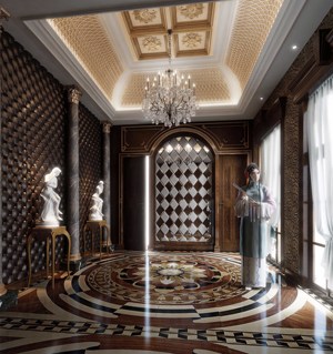 简欧式，美式简欧会所玄关门厅