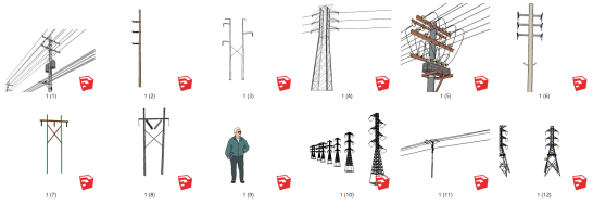 184高压塔组合 高压输电线电力设施，现代风格电塔，信号塔，高压线塔，电线杆，灯塔，高压线