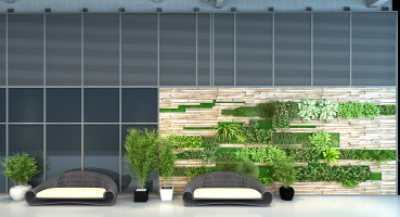  现代绿植植物墙，造型墙面户外座椅