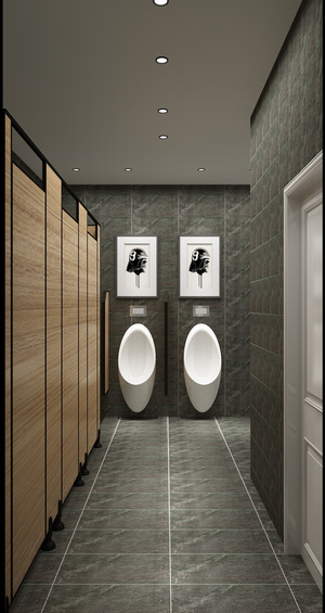  现代卫生间，小便斗，隔断