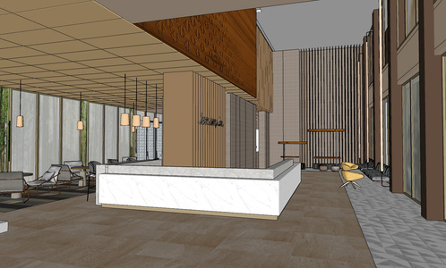 现代酒店会所售楼处大堂前台