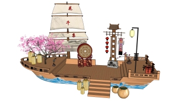  中式景观船设计， 