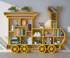  現代火車造型兒童書柜，書架