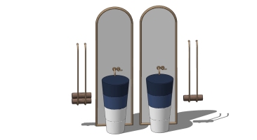  浴臺盆鏡子現代立柱式，柱狀盆臺盆-0