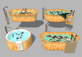 木質浴缸浴桶，木桶浴外漏浴缸，花瓣-0