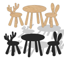 z11-0708北歐原木兒童動物桌椅