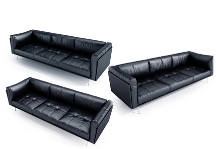 现代办公皮革沙发