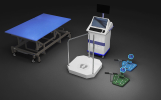 现代医疗设备，人体秤，蓝色医用床，医疗设备器材