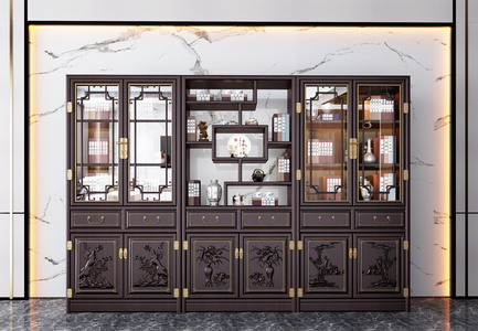 中式古典雕花书柜