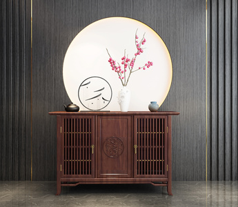 中式实木餐边柜，