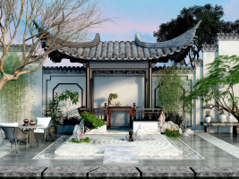 中式古建園林，庭院