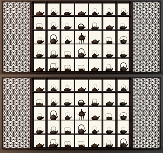 新中式紫砂茶壶茶具，中式花格