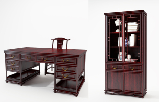 中式古典红木书桌椅
