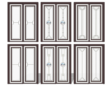 新中式花格玻璃推拉门