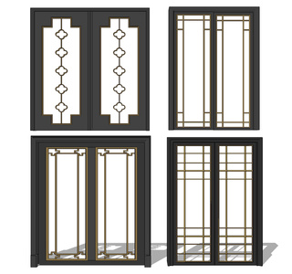 新中式玻璃推拉门