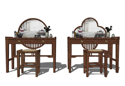 新中式实木梳妆台组合