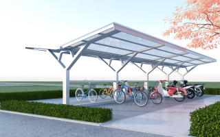 現代玻璃鋼結構自行車棚