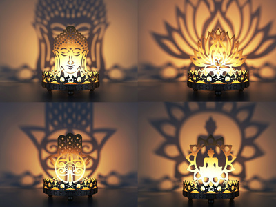 东南亚金属佛莲烛台灯