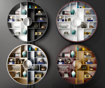 新中式圆形装饰架吊柜