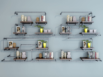 工业风管道，书籍吊架置物架