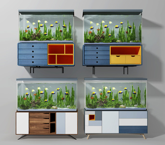 现代一体式鱼缸，