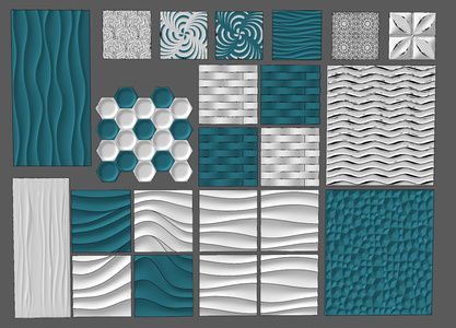 现代凹凸波纹造型软包墙饰组合
