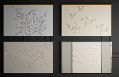 新中式皮革浮雕硬包软包背景墙