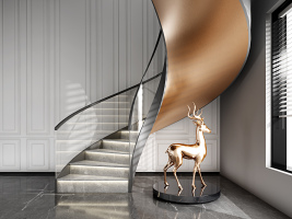 现代玻璃旋转楼梯金属鹿麋鹿雕塑