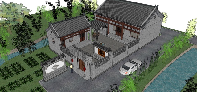 中式古建四合院大门门头